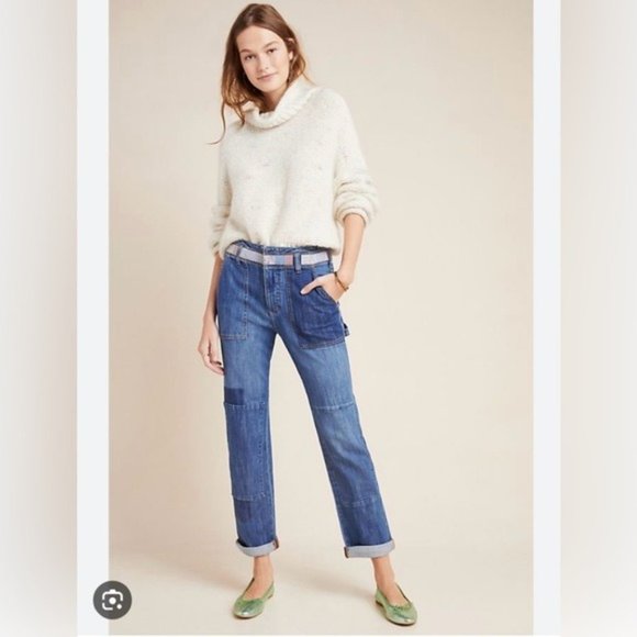 Anthropologie Denim - Anthropologie Patchwork Boyfriend Jeans in Medium Blue